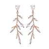 Korean Version Of Personality Creative Willow Leaf Earrings Female Small Fresh Temperament Luxury Micro -Inlaid Zircon Earrings .