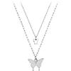 Double-Layer Butterfly Rhinestone Necklace - Women's Individual Clavicle Chain Jewelry