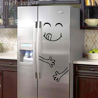 Sticker Fridge Happy Delicious Face Kitchen Fridge Wall Refrigerator Vinyl Stickers Art Wall Decor KTY