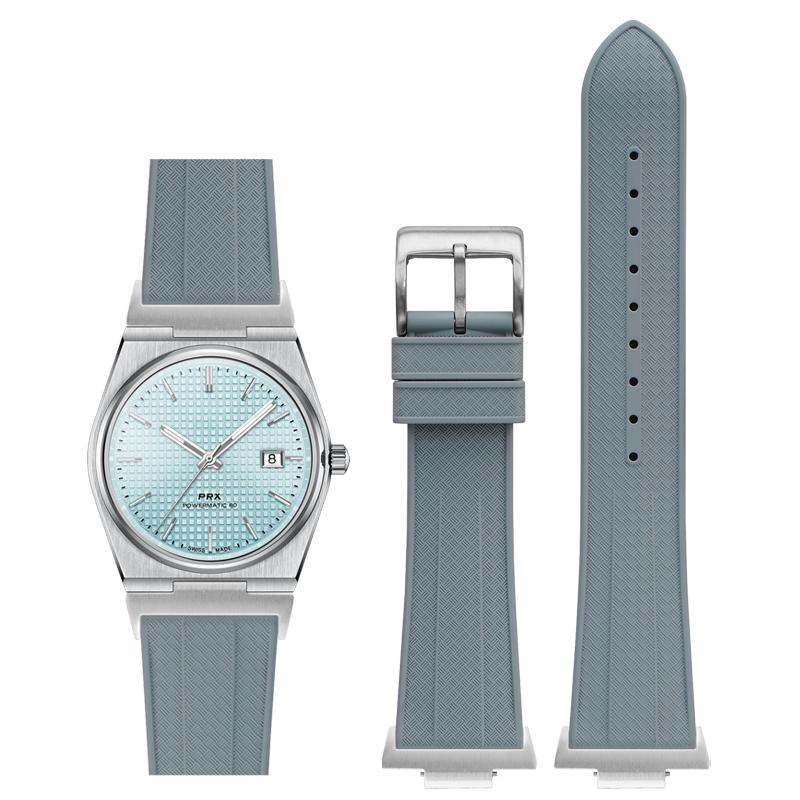 

Фторкаучуковый ремешок для Tissot PRX Powermatic 40 мм Пряжка из нержавеющей стали Мужской FKM Спортивный Водонепроницаемый Быстросъемный Ремешок для часов 12 мм 12mm серый