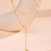 Vintage Gold Color Y-shaped Necklace for Women Girls Simple Metal Double Layered Long Lips Chain Necklace Jewelry Gifts