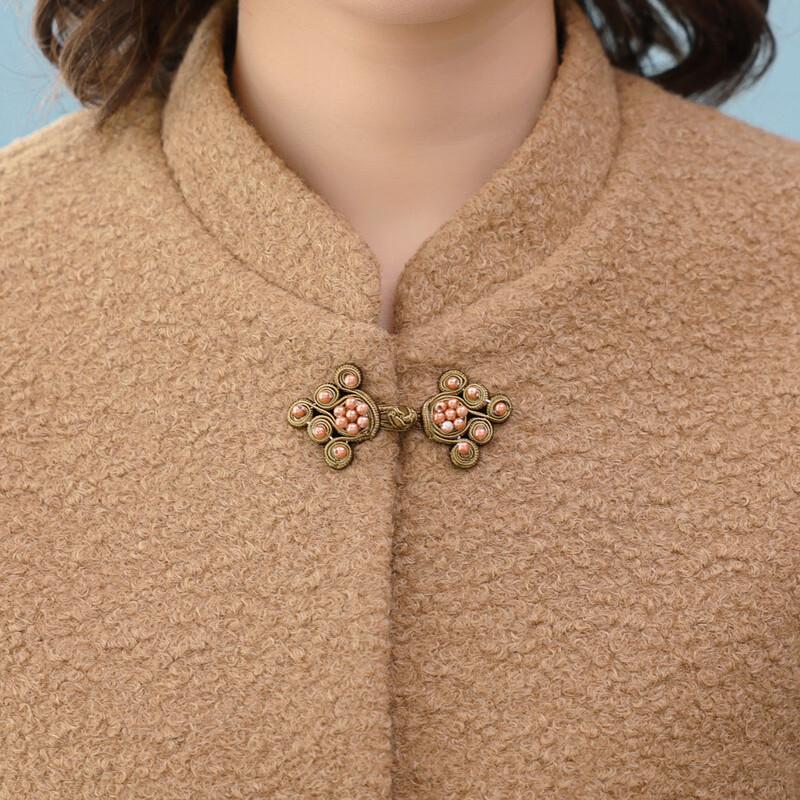 Paster 2025 Autumn/Winter Embroidered New Chinese Style Mother's Faux Wool Jacket