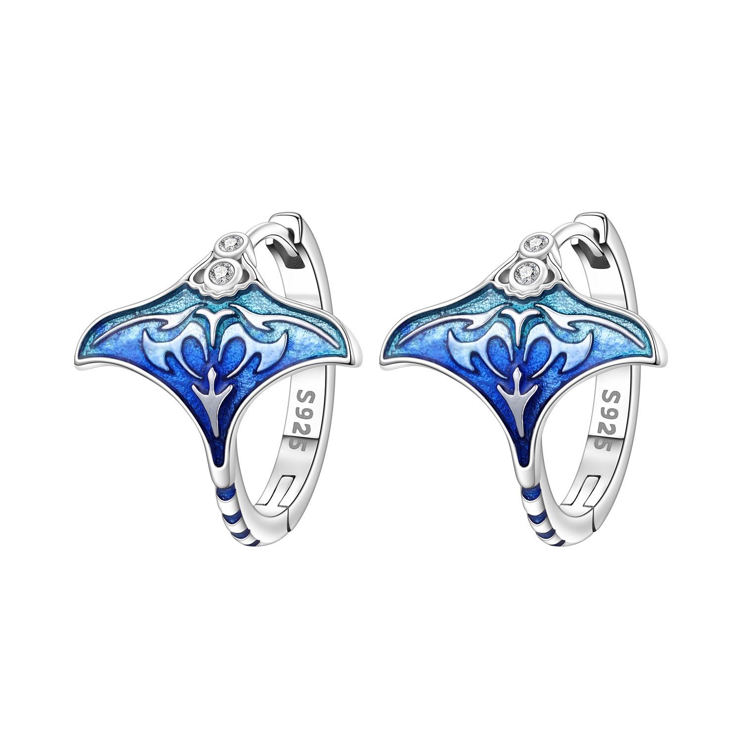 Original 925 Sterling Sea Star Dolphin Marine Organisms Earrings Women Hoop Earring Anniversary Jewelry Trendy Gifts