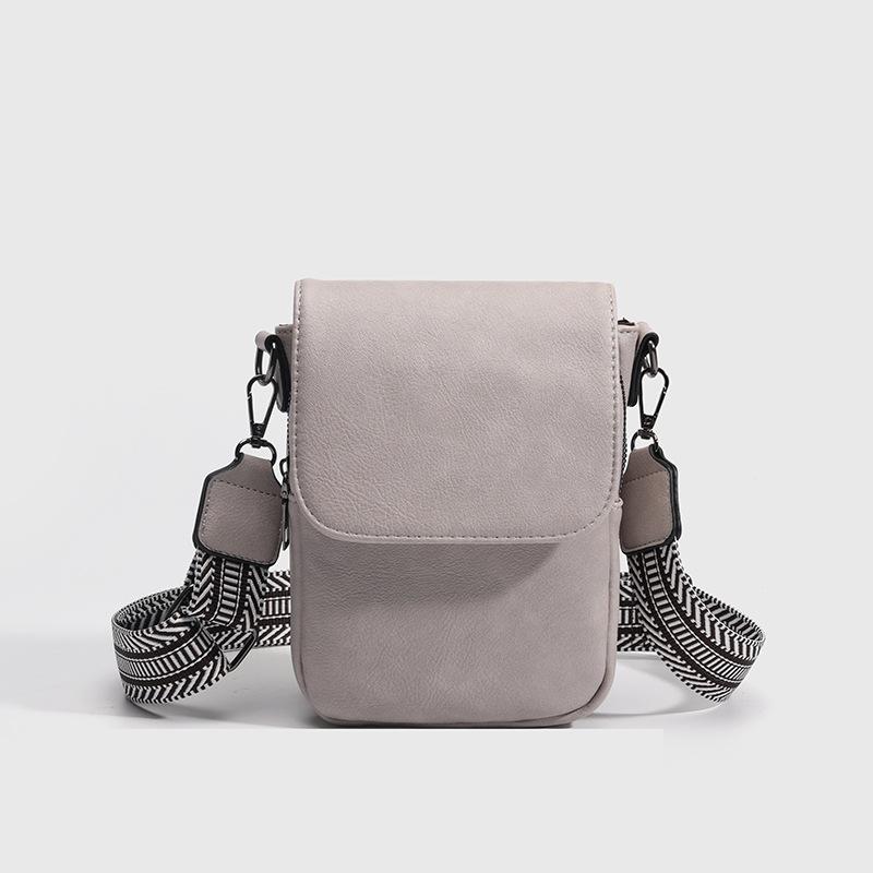 

Phone Bag for Women Crossbody 2025 Retro Wide Shoulder Strap Mini Small Bag Lightweight Summer Versatile Phone Pouch for Women серый
