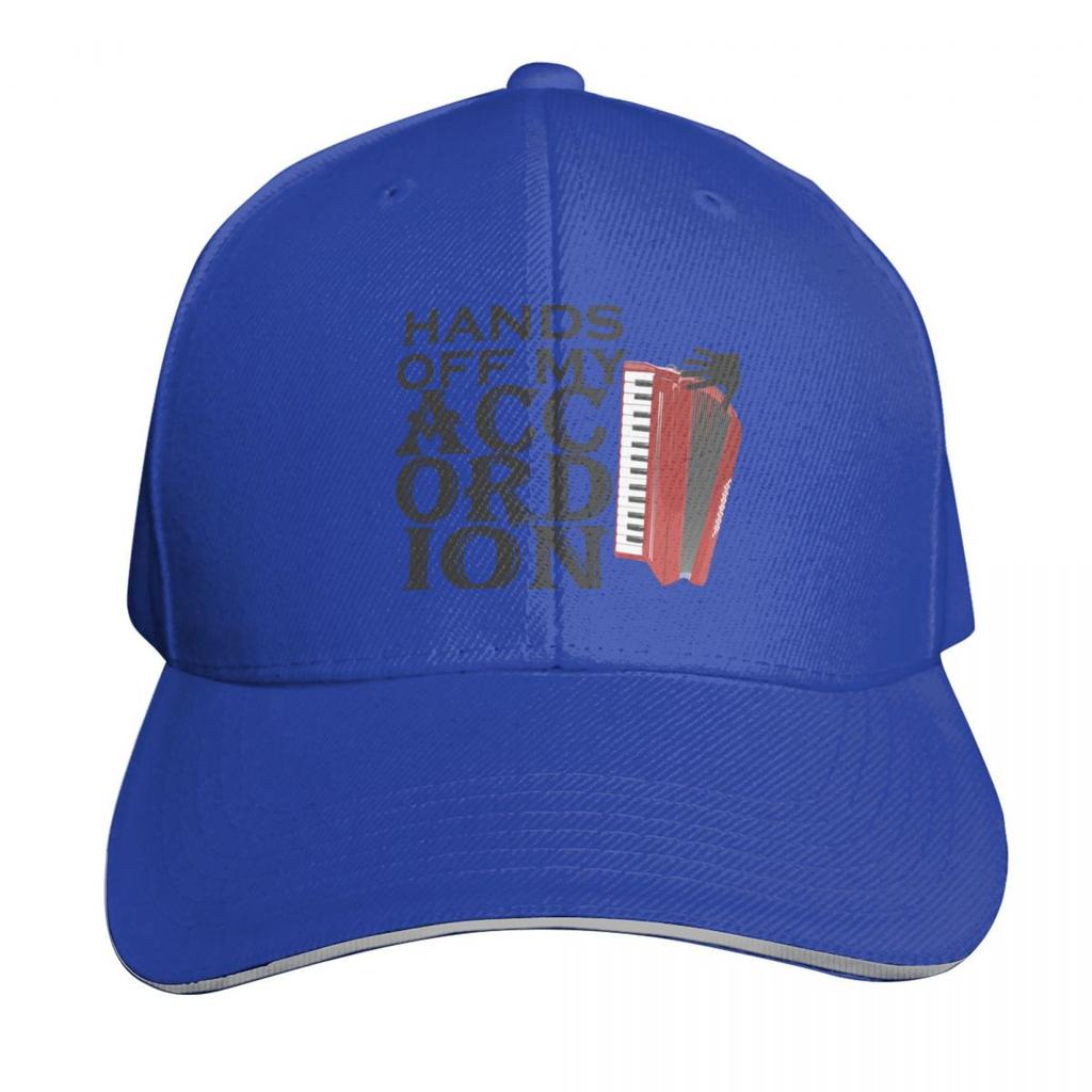 Hands Off My Accordion Funny Music Baseball Cap Breathable Mesh Back Adjustable Buckle Closure Moisture Wicking Quick Dry