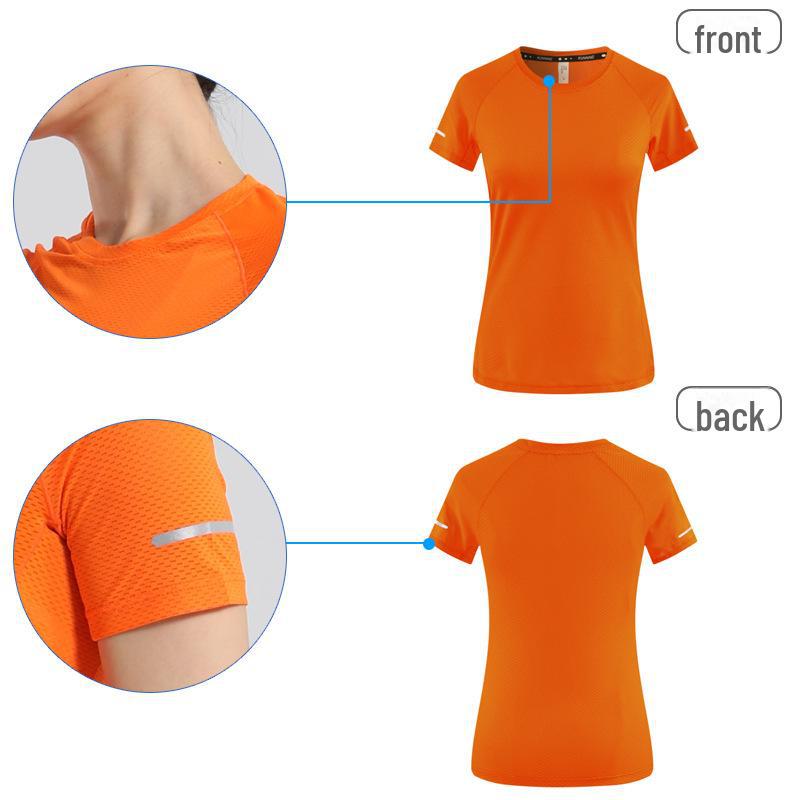 Unisex Quick-Dry Mesh Running T-Shirt with Reflective Design