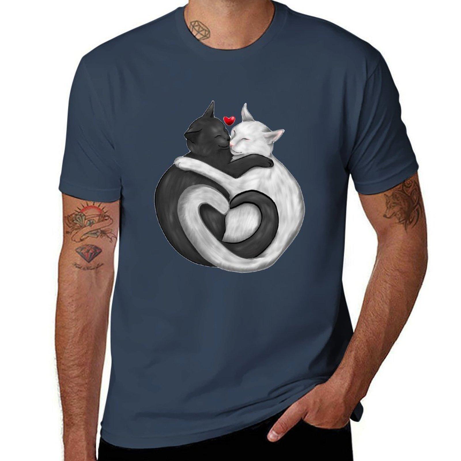 Heartfilled Cats Tshirt Retro Graphic Print Tshirt S