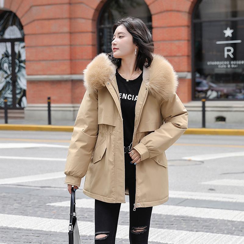 Padded clothes women's short padded jackets new winter clothes big fur collar padded clothes loose velvet pie to overcome the thickness of the coat