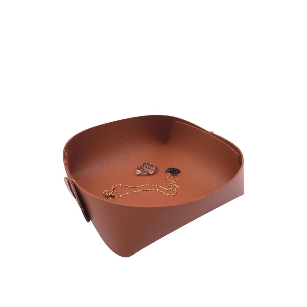 1PC S Round PU Leather Storage Trays Desktop Key and Cosmetics Storage Tray Storage Box Detachable Table Small Objects Organizer