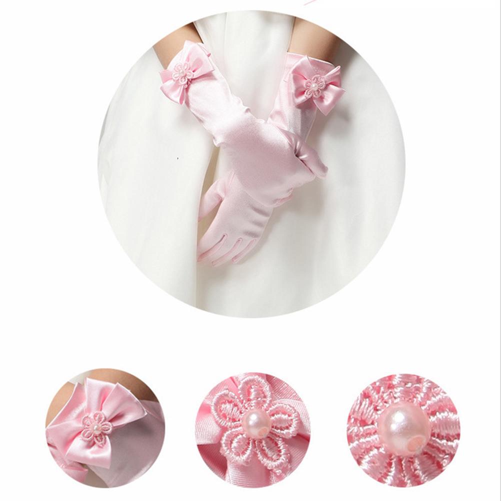 Kids Girls Gorgeous Satin Fancy Gloves for Special Occasion Dress Formal Wedding Pageant Party Short Girls Gloves