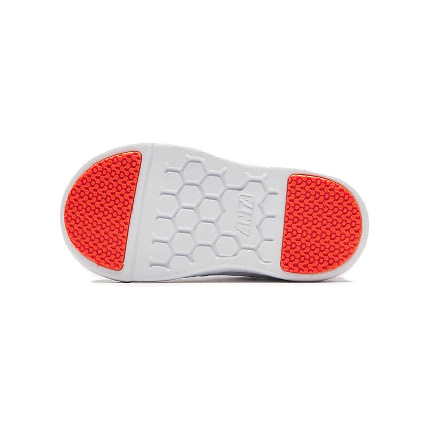 Anta Kids Synthetic Leather Comfortable Non-Slip Low-Top Walking Shoes Baby Shoes Silver Orange A12430076-1