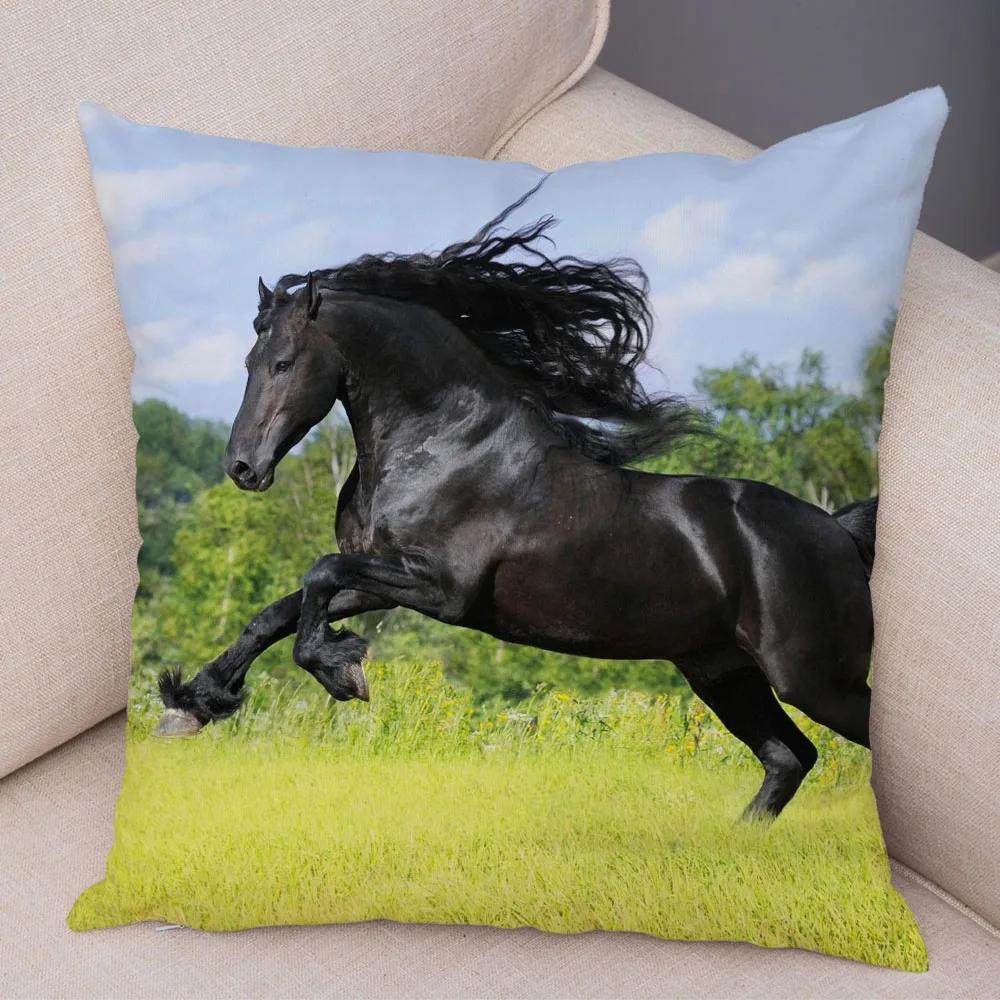 Wild Horse Cushion Cover Decor Animal Print Pillowcase  for Sofa Home Car Children Room Super Soft Plush Pillow Case 45x45cm