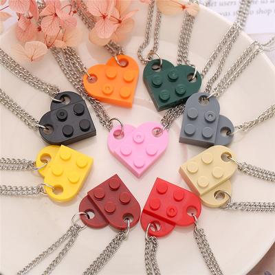 Punk 2Pcs Herz Ziegel Paare Liebe Halskette Für Liebhaber Frauen Männer Elemente Freundschaft Halsketten Valentines Geschenk Schmuck