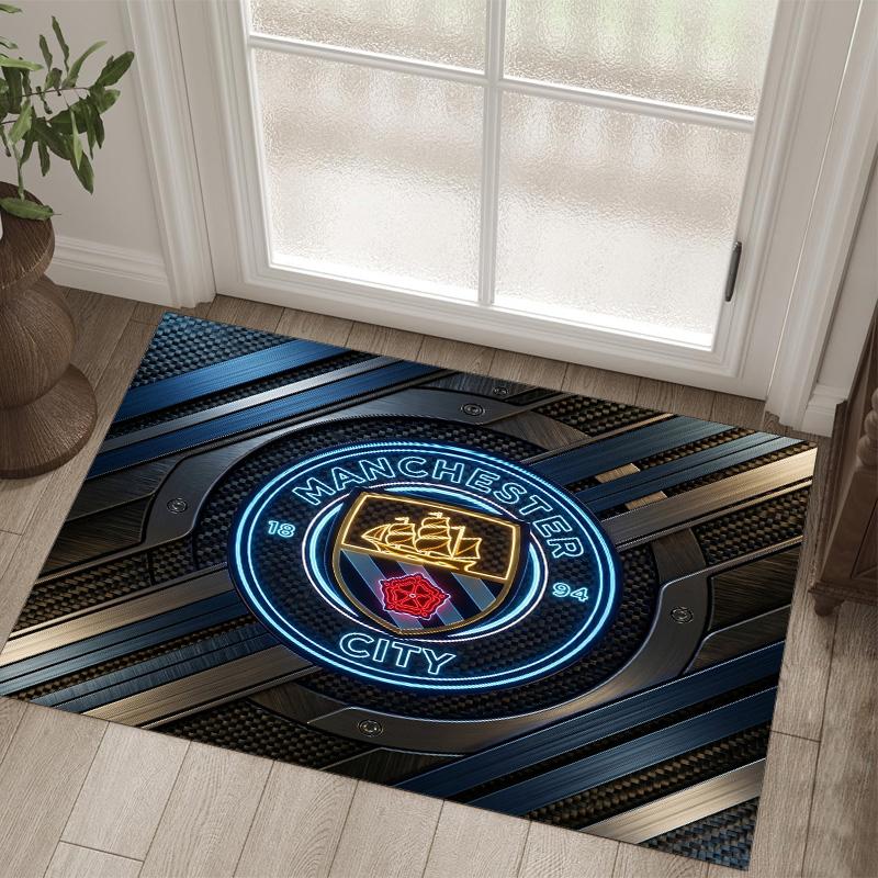 Manchester City Design Crystal Velvet Carpet Cozy Non?Slip Printed Rug For Bedroom Living Room Entrance