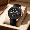 AIMANA Men Diving Quartz Watch Black Dial Luminous Date Calendar 30M Waterproof Sports Wristwatch Stainless Steel Case Rubber St