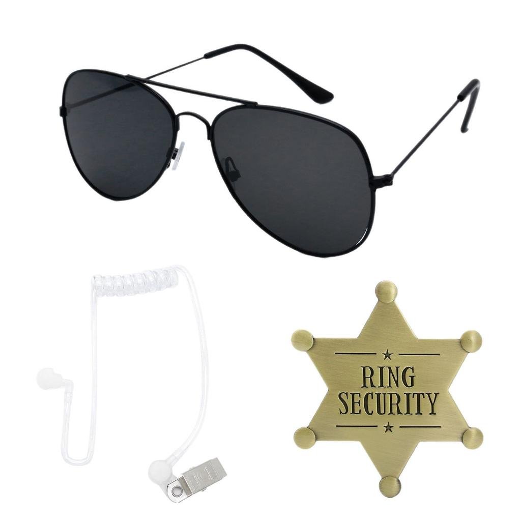 Secret Agent Costumes Dress-Up Accessories Sunglasses Badge Earplugs Set Cosplay Props