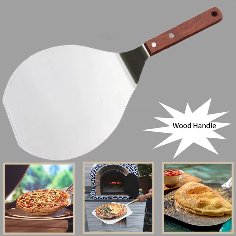 Non Stick Pastry Stainless Steel Kitchen Lifter Round Spatula Pizza Peel Paddle Hanging Hole Baking Tool Cake Shovel Chef Tools