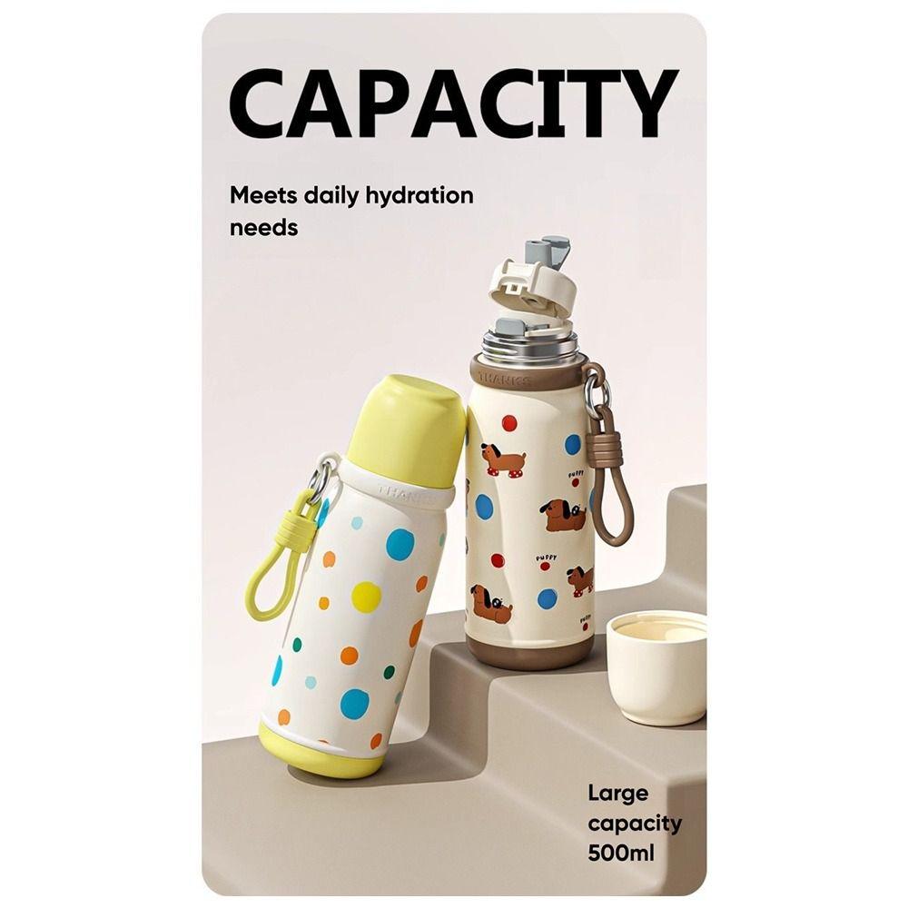 500ml Thermal Cup with Straw Straw Water Bottle Cute Insulated Cup  Kids