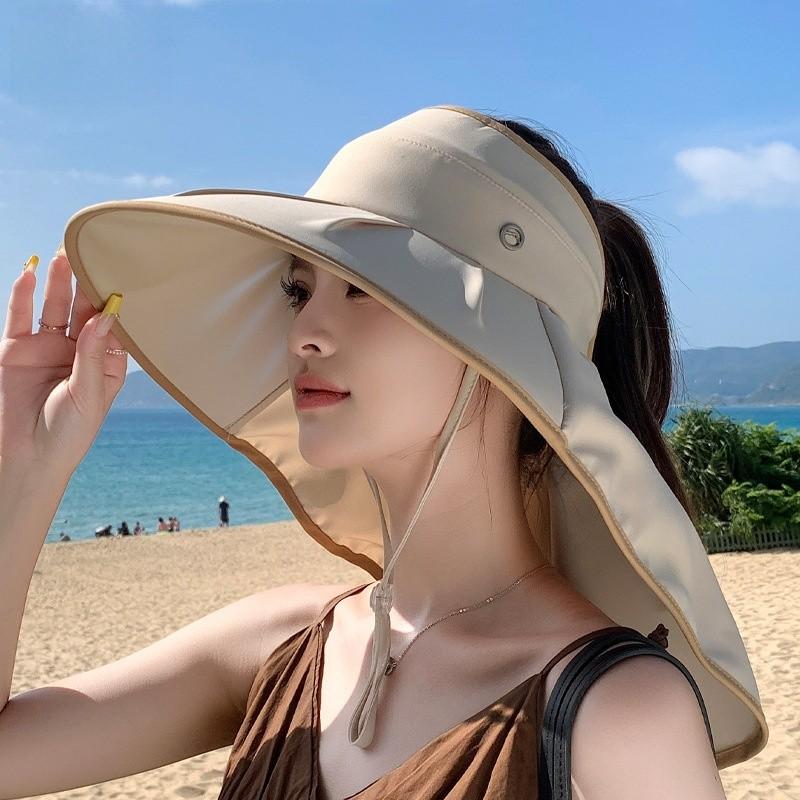 Outdoor Sun Protection Hat With Wide Brim And Neck Cover For Summer Beach Casual Wear