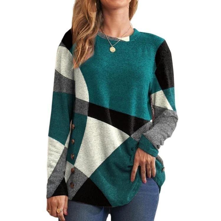 

Fashion Long Sleeve Casual Blouse for Women O Neck Top Shirt Spring Autumn S зелёный