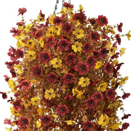 1/2/3/4Pcs Fall Hanging Artificial Violet Flower UV Resistant Realistic Fake Flower Wedding Party Indoor Outdoor Garden Wall Hanging Faux Flower