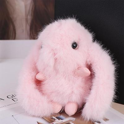 Kawaii Bunny Stuffed Keyring Stuffed Animal Furry Doll Pompom Bag Charm Car Trinket Plush Doll Key Pendant Rabbit Fur Keychain