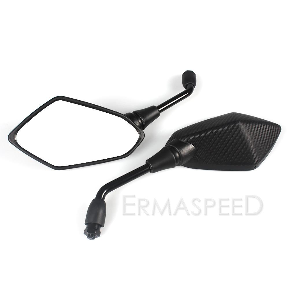 Univerzální 8mm 10mm zpětná zrcátka Motocykl uhlíková vlákna černá ABS plast Zpětná zrcátka Boční zrcátka