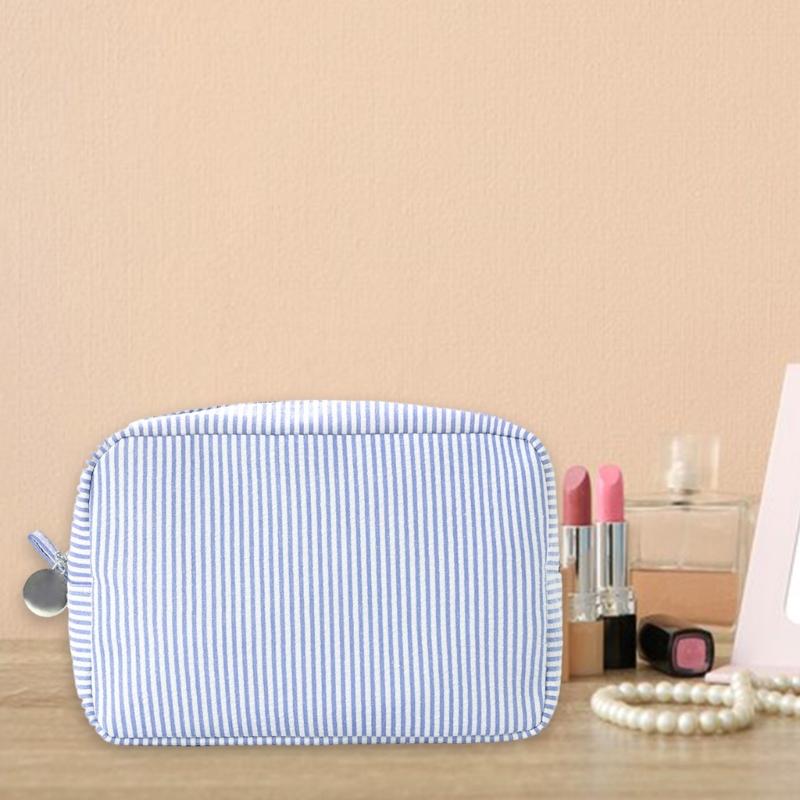 Toiletry Bag Stripe Makeup Bag Travel Cosmetic Bag Aesthetic Storage Bag Lovely Cosmetic Brush Case for Woman Girls