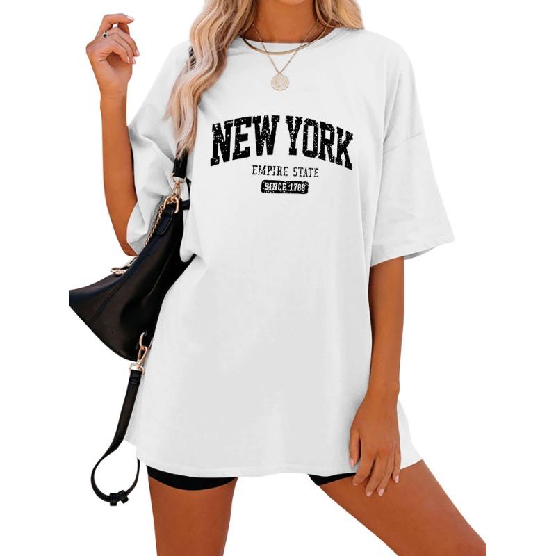 Women's Plus Size Casual V-Neck T-Shirt  Half Sleeve Letter Print Ladies T Shirts