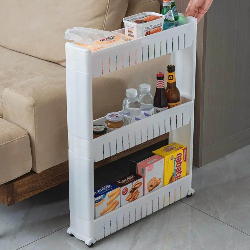 Estante de costura estrecha Estante de almacenamiento móvil multicapa con organizador de polea Estante de almacenamiento para oficina, baño, cocina