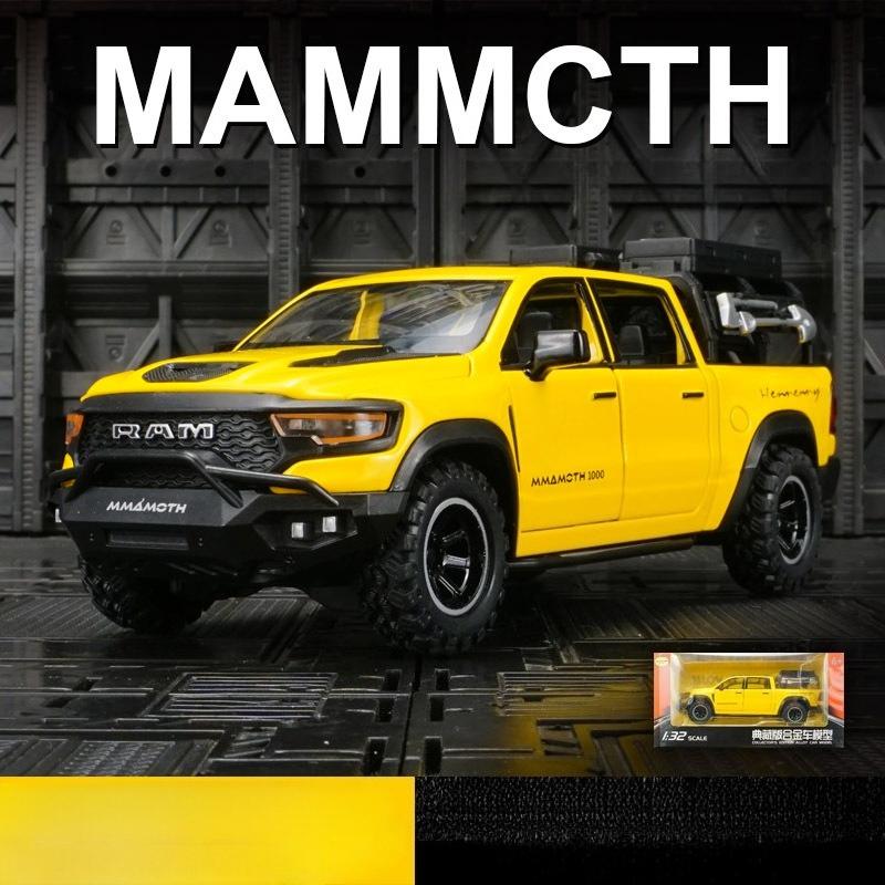 1:32 Ram Mammoth Pick-up Simulatie Legering Auto Model Geluid En Licht Pull Back Speelgoed voor Kinderen Verzamelaar Verjaardagscadeau