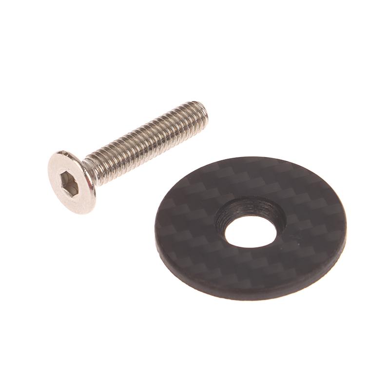 No Logo Bike Headset Top Cap Carbon Fiber Bike Stem Headset Cap With M6*30Mm Screw Bike Front Fork Top Cover Bike Parts