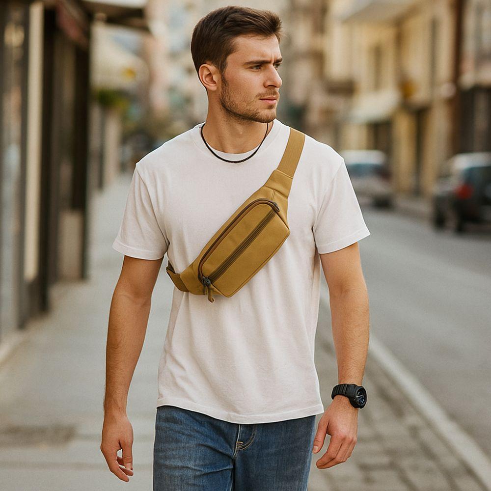 Adjustable Men Chest Bag Large Capacity Running Fanny Pack Fashion Crossbody Bag  Outdoor Sports