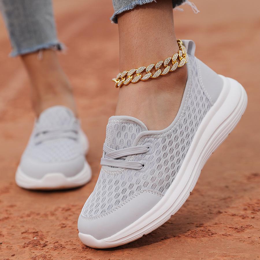 Scarpe Casuali Arancioni Primaverili Scarpe Sportive in Rete Traspirante Per Donna Sneakers con Lacci Comode da Esterno Leggere Scarpe da Corsa
