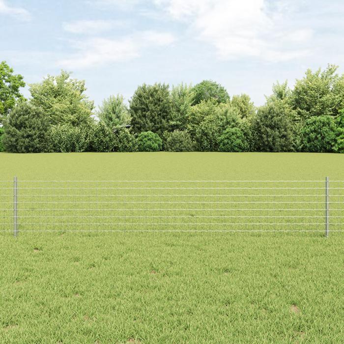 VidaXL Clôture Euro avec 11 poteaux U Argent 0,4x25 m Acier 3336184
