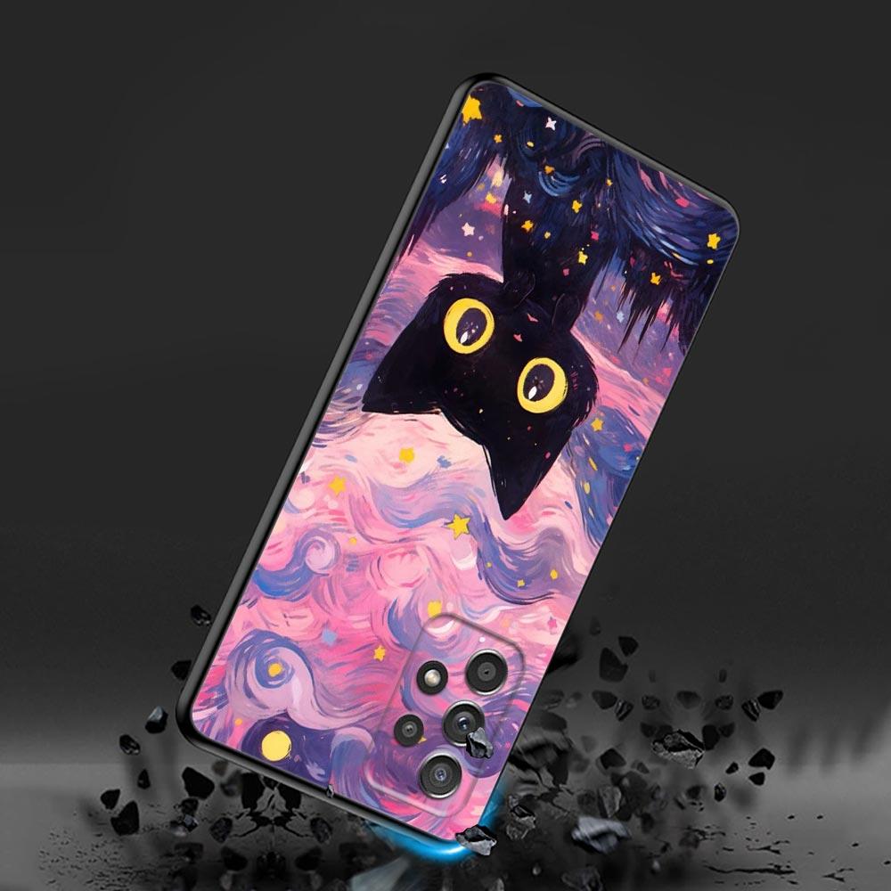 Painting Starry Sky Cat Phone Case For Samsung Galaxy A57 A56 A37 A55 A36 A26 A54 A52 A35 A34 A25 A17 A16 A15 A07 A06 Soft Cover