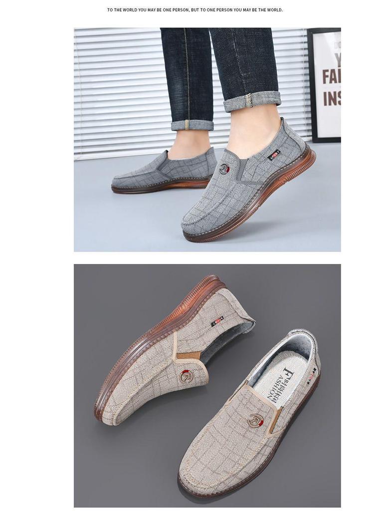 Men's Slip-on Old Beijing Canvas Shoes - Breathable, Non-slip, Wear-resistant Sole, Spring/Autumn Casual Footwear
