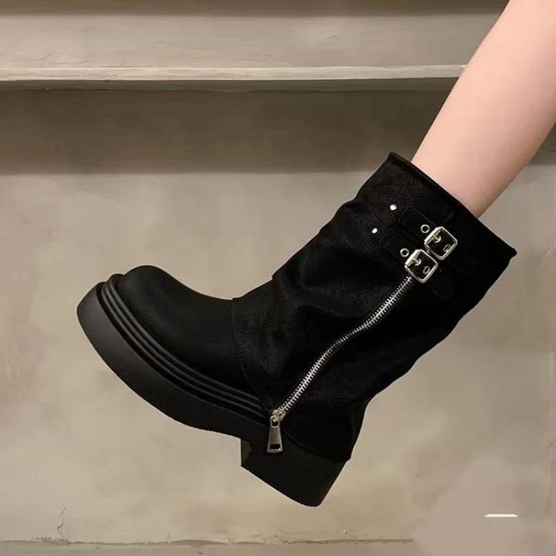 

Martin small style thick-soled new short boots women s retro stacked thin student shoes tide 35 чёрный