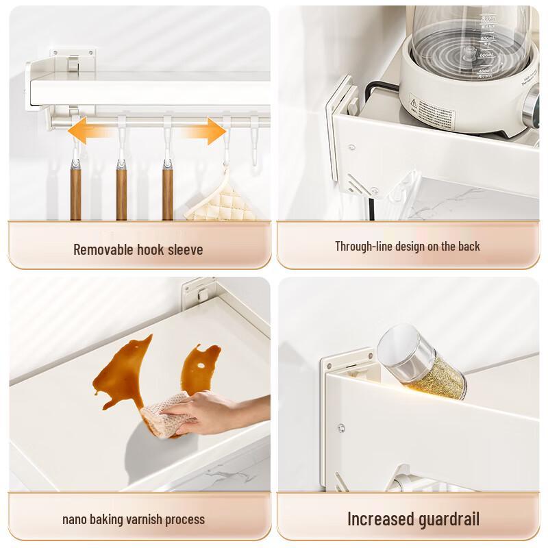 Wall-Mounted Kitchen Storage Rack for Microwave & Oven