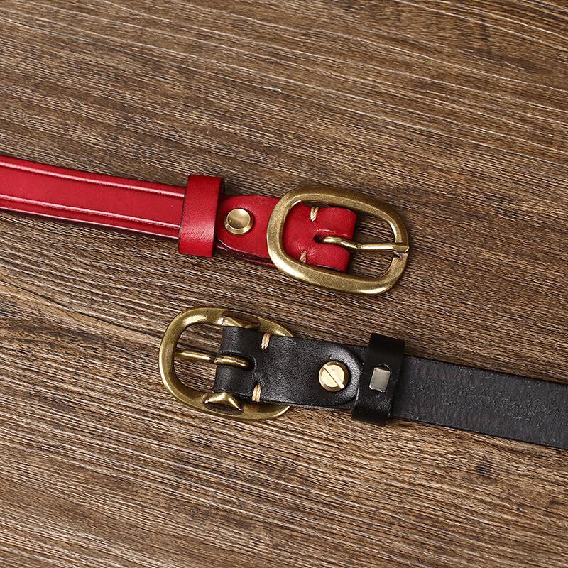 Retro Ins Style Belt Women's Fashion All-Match Genuine Cattlehide Leather Surface Jeans Decorative Thin Belt