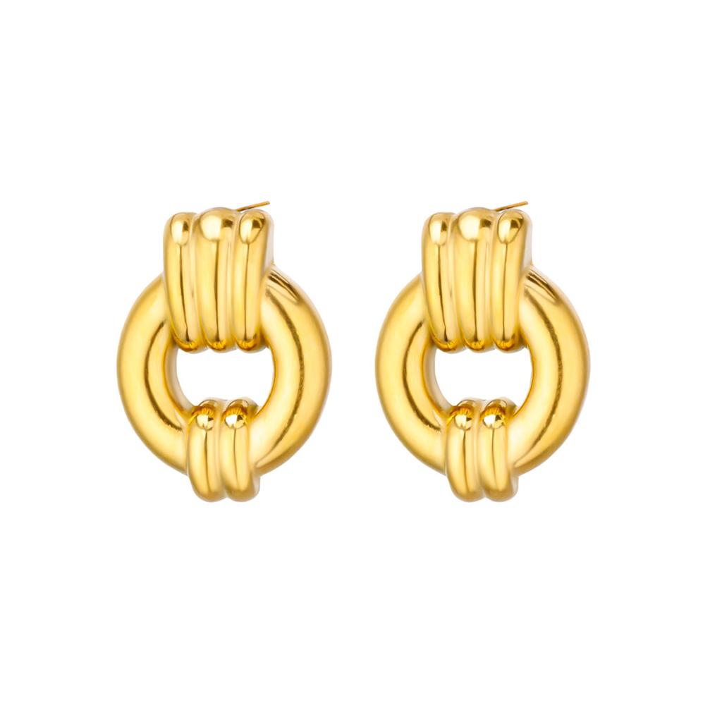 Stainless Steel Geometric Square Stud Earrings For Women Men Gold Color Earrings Vintage Minimalist Piercing Earring Jewelry