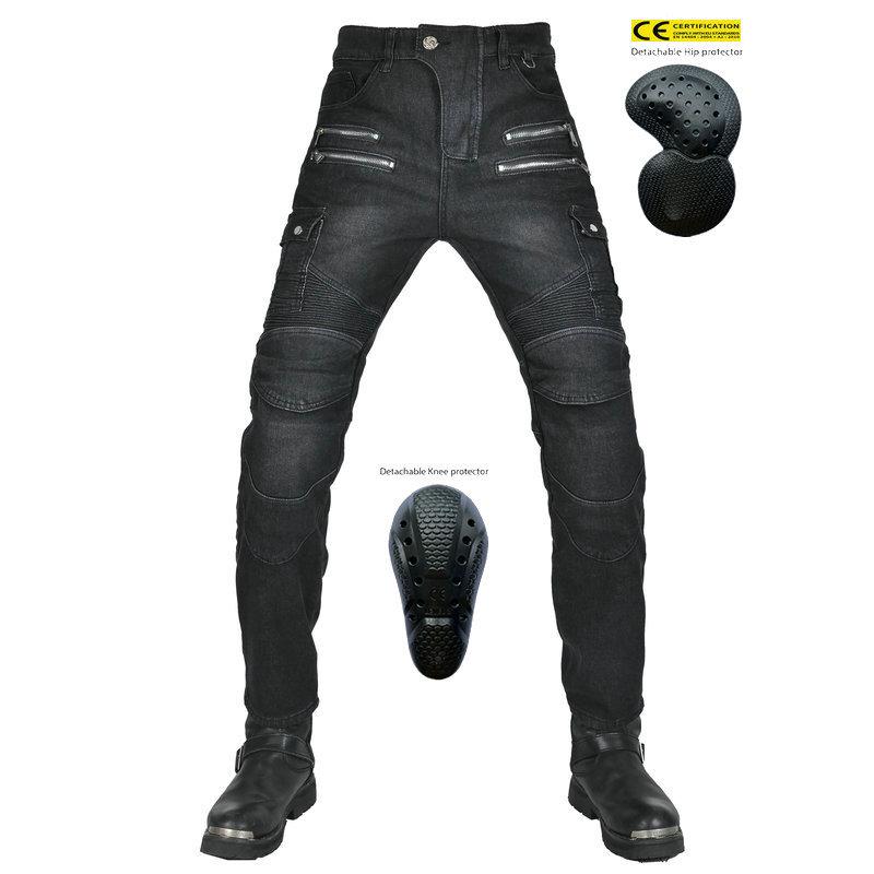 Motorcycle jeans men's, motorcycle cycling pants winter velvet warm racing anti-drop pants