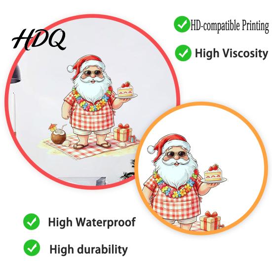 Seasonal Party Supplies Christmas Picnic Santa Claus Wall Sticker Waterproof PVC Plaid Decal Mural Decals with Cake Design Removable Art Decor