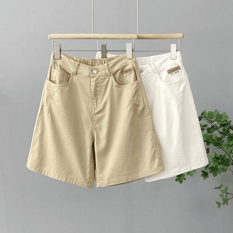 Summer large size high waist A word denim shorts women's versatile fashion wide leg outer wear denim five-point shorts