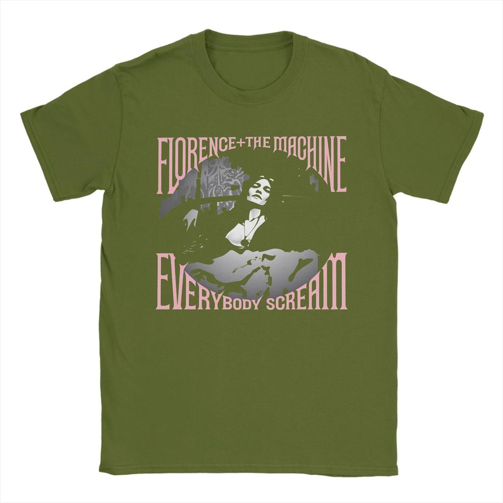 Florence The Machine Everybody Scream Tour Crazy Cotton Tee Shirt Short Sleeve T Shirt Crewneck Clothing Big Size