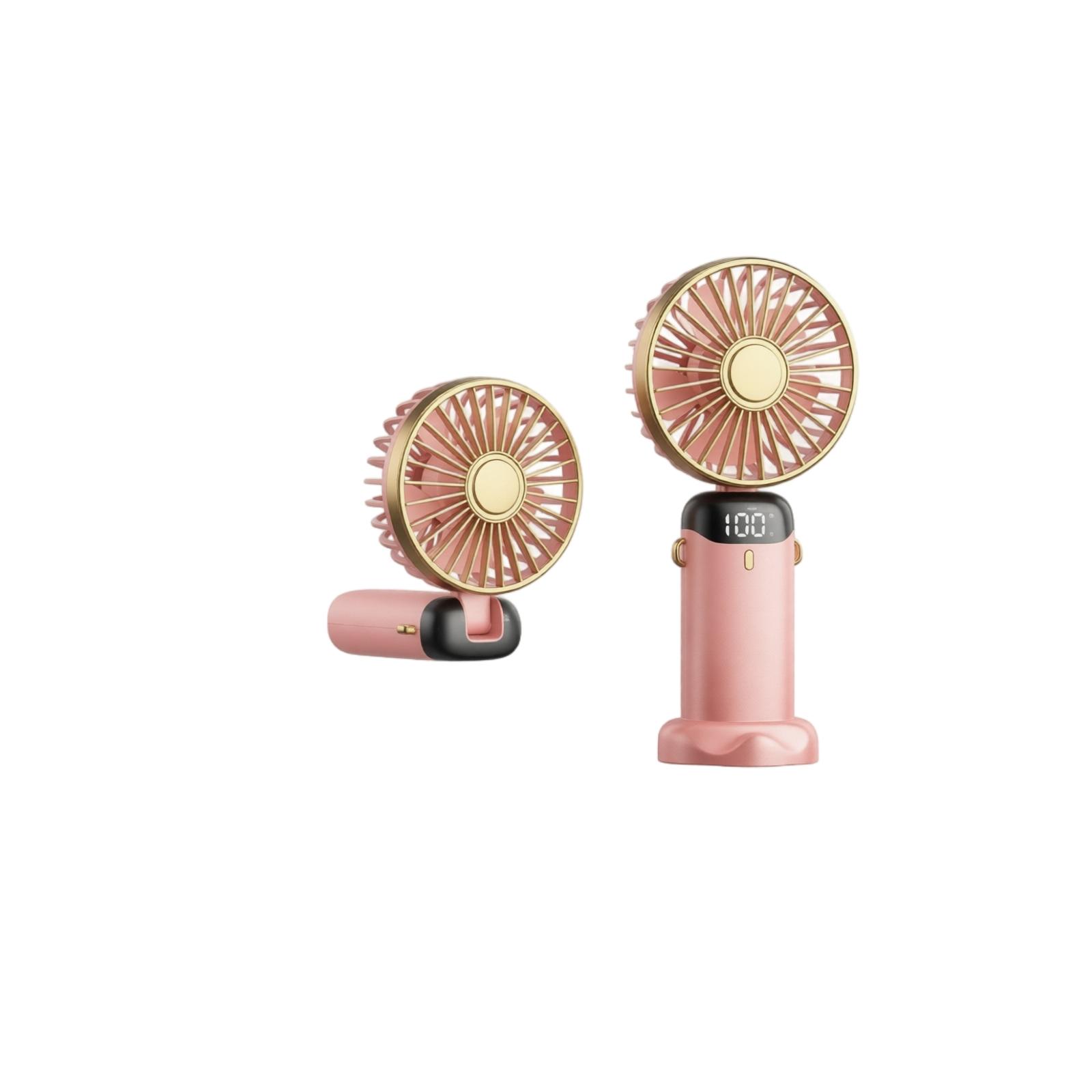 Portable Handheld Fan, Small USB Desk Fan, Foldable with Digital Display, Fan for One Size