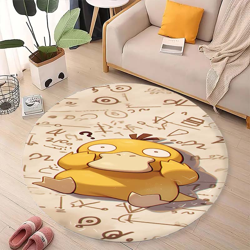 

Pokemon Psyduck Printed Round Carpet Soft Floor Mat Non Slip Living Room Bedroom Sofa Decor Rug 80cmx80cm