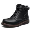2023 Men's British Plus Velvet Leather Martin Boots - Mid-Cut, Warm, Fashionable, Trendy, Casual Cotton Footwear