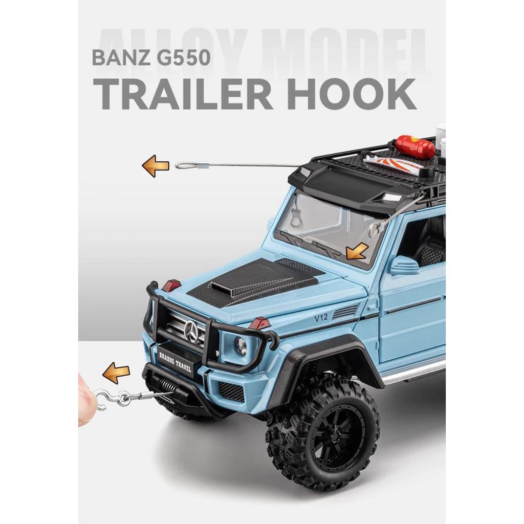 1/24 Scale Diecast Mercedes-Benz G550 4X4 Modified Version Off-road Car Sound and Light Pull Back Children's Toys Collection Gift Box