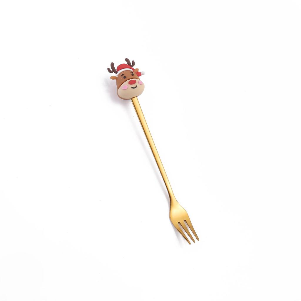 Christmas Cartoon Snowman Spoon & Fork Set - Cute Dessert Cutlery Gift